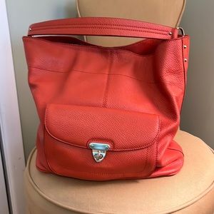 Banana Republic orange leather bucket bag